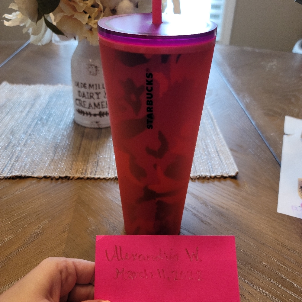NWT 2022 STARBUCKS RED FLORAL SOFT TOUCH 24 OZ VENTI TUMBLER